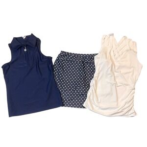 TZU TZU Womens polka dot skirt top pickleball tennis golf navy S M skort lot